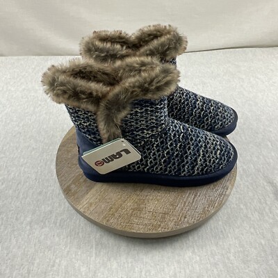 Lamo Yuma Faux Fur Women s Winter Slip-on Boots Size: 7 Suede Textile Upper Navy