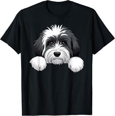 Cute Sheepadoodle Peeking Puppy Funny Sheepadoodle Dog Lover T-Shirt Hoodie