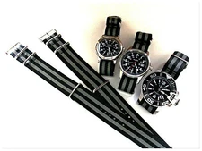 NATO G10 ® Black Grey HD nylon Military Dive watch band RAF strap bond IW SUISSE