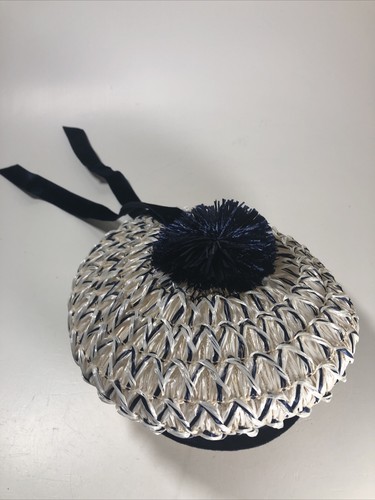 Vintage Mädchen Aschenputtel Hut Osterhaube 50er oder 60er blau-weiß Lolita - Bild 1 von 6