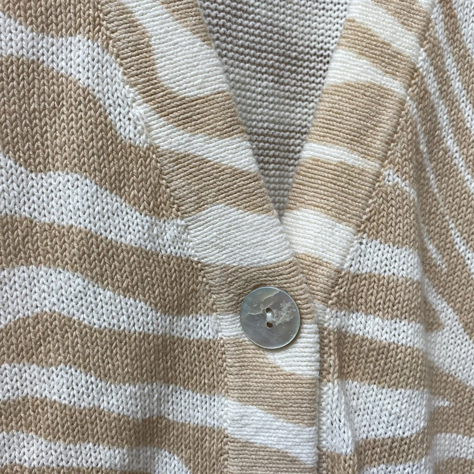 Cárdigan CHICO'S Mezcla de Lino Talla XL (Chico's 3) Beige Cebra Suéter NUEVO Foto 4 de 4