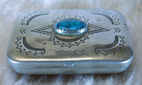 trading post  Navajo Pill or Snuff Box Turquoise