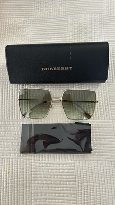Burberry BE3133 11098E  Gold Metal Square Green Tinted Men's Sunglasses
