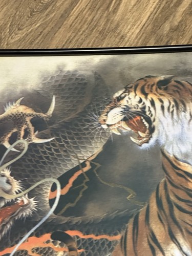 Der Drache und der Tiger hängende Wandrollenkunst - 3 Endkappen fehlen - Bild 7 von 24