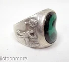 VINTAGE ARTISAN CARVED SCENE GOLFER AT THE MASTERS GOLF RING STERLING SILVER