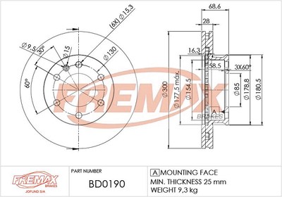 Remax BD-0190 Brake Disc for Mercedes-Benz, VW