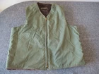 WW2  MILITARY VEST - GREEN w/BROWN ALPACA LINING - CONMAR ZIPPER - MED (40-42)