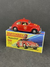 Vintage Lesney Matchbox 15 Custom Volkswagen Beetle Fire Chief With Repro Box