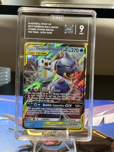 Blastoise & Piplup GX 38/236 Sm-Cosmic Eclipse Holo TAG 9