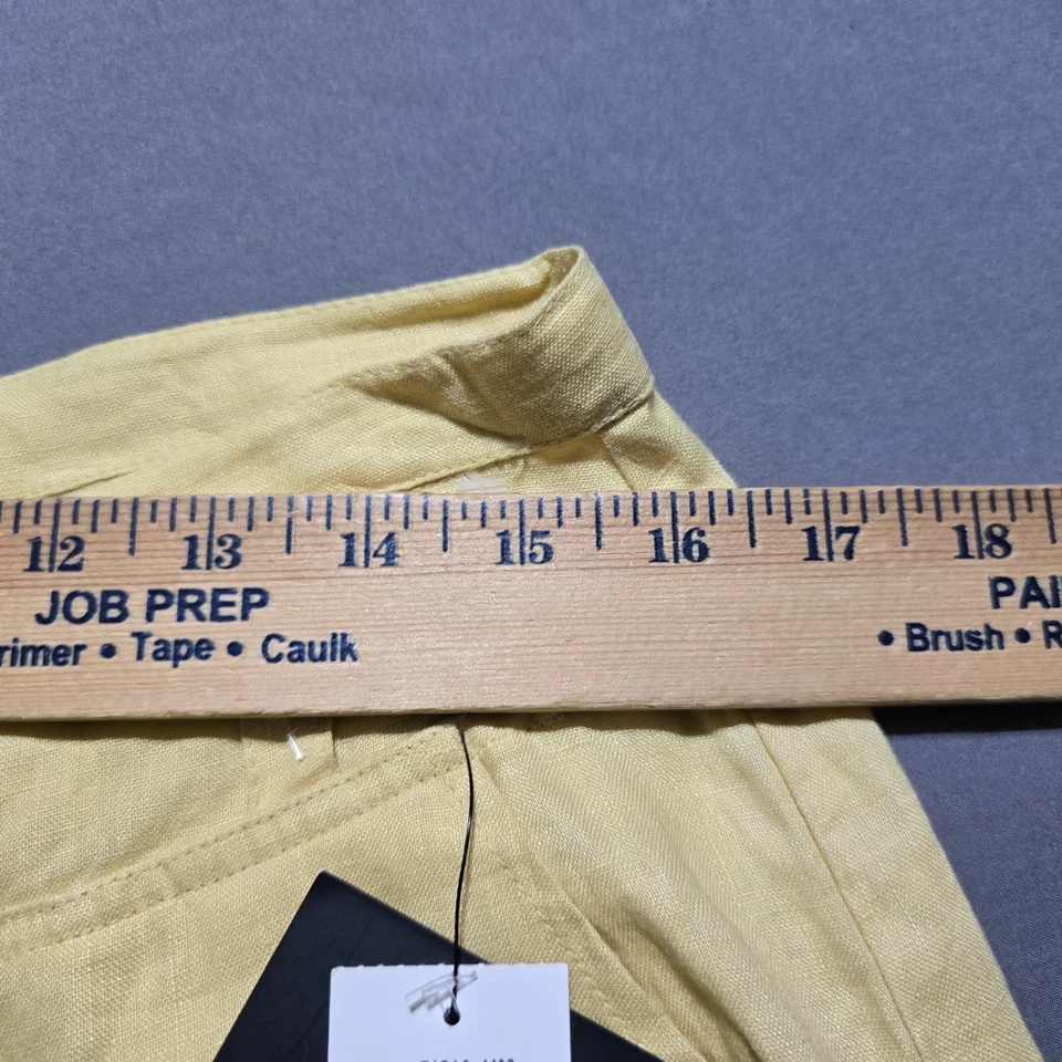 PANTALONES CAPRI LINO ANIMAL 10 EE. UU. Bolsillo Pierna Ancha Palazzo Amarillo Viaje Foto 4 de 4