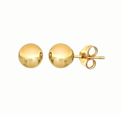 14K Yellow Gold Plated 10mm Ball Stud Earrings / Aretes Bolas - BLL10