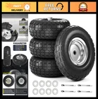 Flat Free 10 Inch Solid Rubber Tire & Wheel, 4 Pack for Dolly/Hand Truck/Dump Ca