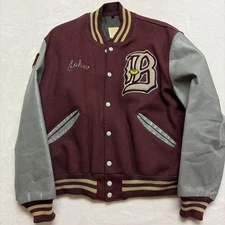 Vintage 60s Varsity Letterman Jacket Chain Stitched Wool Snap Button