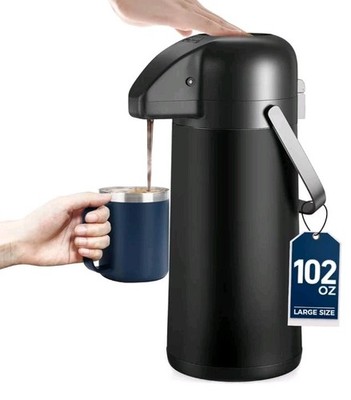 Large 102 oz Insulated Coffee Carafe with Pump - Perfect for Parties and Events