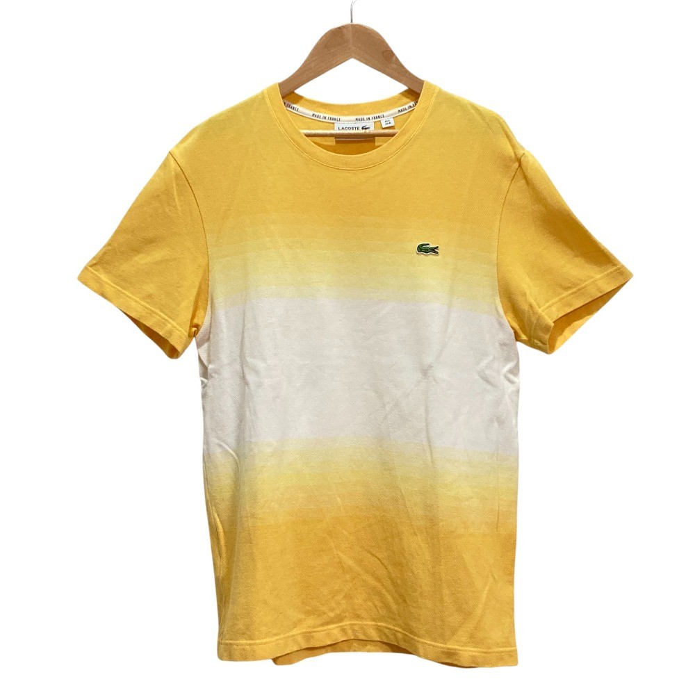 LACOSTE Organic Cotton Gradient Design T-Shirt, US size M, Yellow Women USED