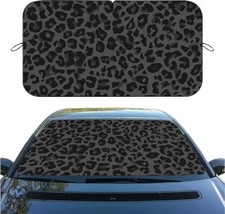 Car Windshield Sunshade Black Leopard, Foldable Front Window Sun Shade, color 7