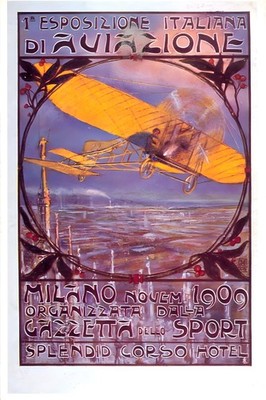 1909 Italian Aviation Expo Poster - Retro 24x36  Home Decor Art Print