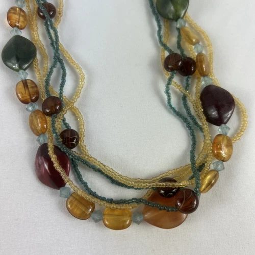 VETEMENTS Collana Perline Pietre Finte 6 Fili Vintage Chiusura Aragosta 19 Pollici Regolabile