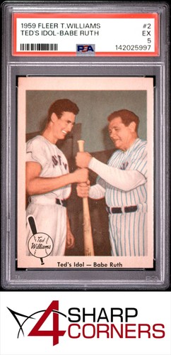 1959 FLEER TED WILLIAMS #2 TED'S IDOL BABE RUTH PSA 5