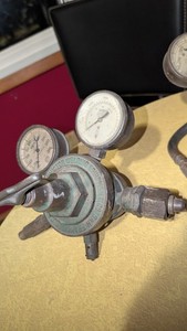 Lot Containing 3 Large Brass Vintage Oxy/Acetylene Regulators. Great Condition