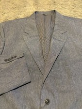 Oak Hill Blazer Mens 2XL 50R 52R Blue Linen Blend Sport Coat Jacket Lightweight