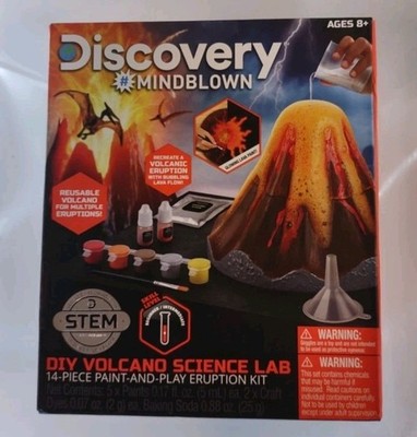 Discovery Mindblown DIY Volcano Science Lab 14 pc Paint Play Eruption Kit (NEW)