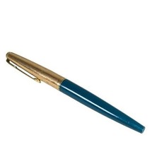 Parker Custom Fountain Pen Gold Tone Fine Green Metal Used Japan Collectible