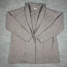Pact Organic Airplane Wrap Cardigan Deep Taupe Heather Shawl Collar Medium