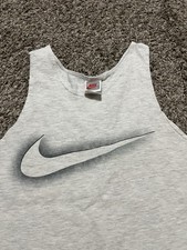 Vintage 90  s Nike Gray Tag Tank Top Swoosh Definition Size Medium Vtg Rare