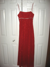 Womens NWT Red Sparkly JUMP APPAREL Lined Spaghetti Strap Evening Dress 9 / 10