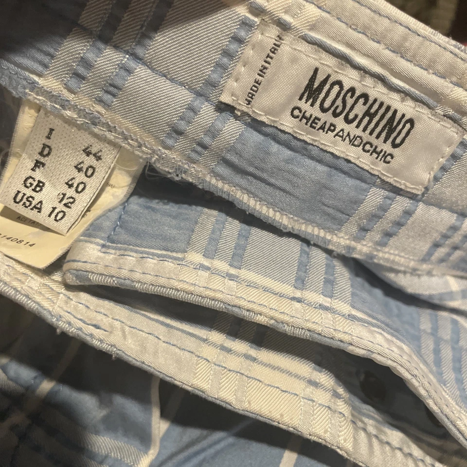 Pantalones retro a cuadros baratos y elegantes Moschino para mujer EE. UU. 10 con cinturón pierna recta Foto 4 de 4