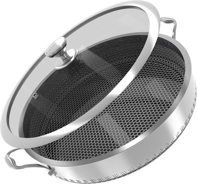 316L Stainless Steel 5QT Saute Pan Hexagon 5QT/Double Handles, Silver 