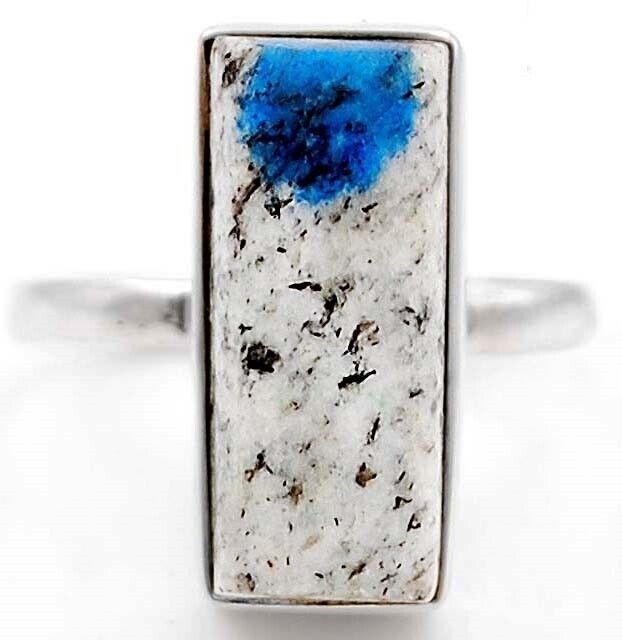 Natural K2 Blue in Azurite 925 Solid Sterling Silver Ring Sz 7 @1-6