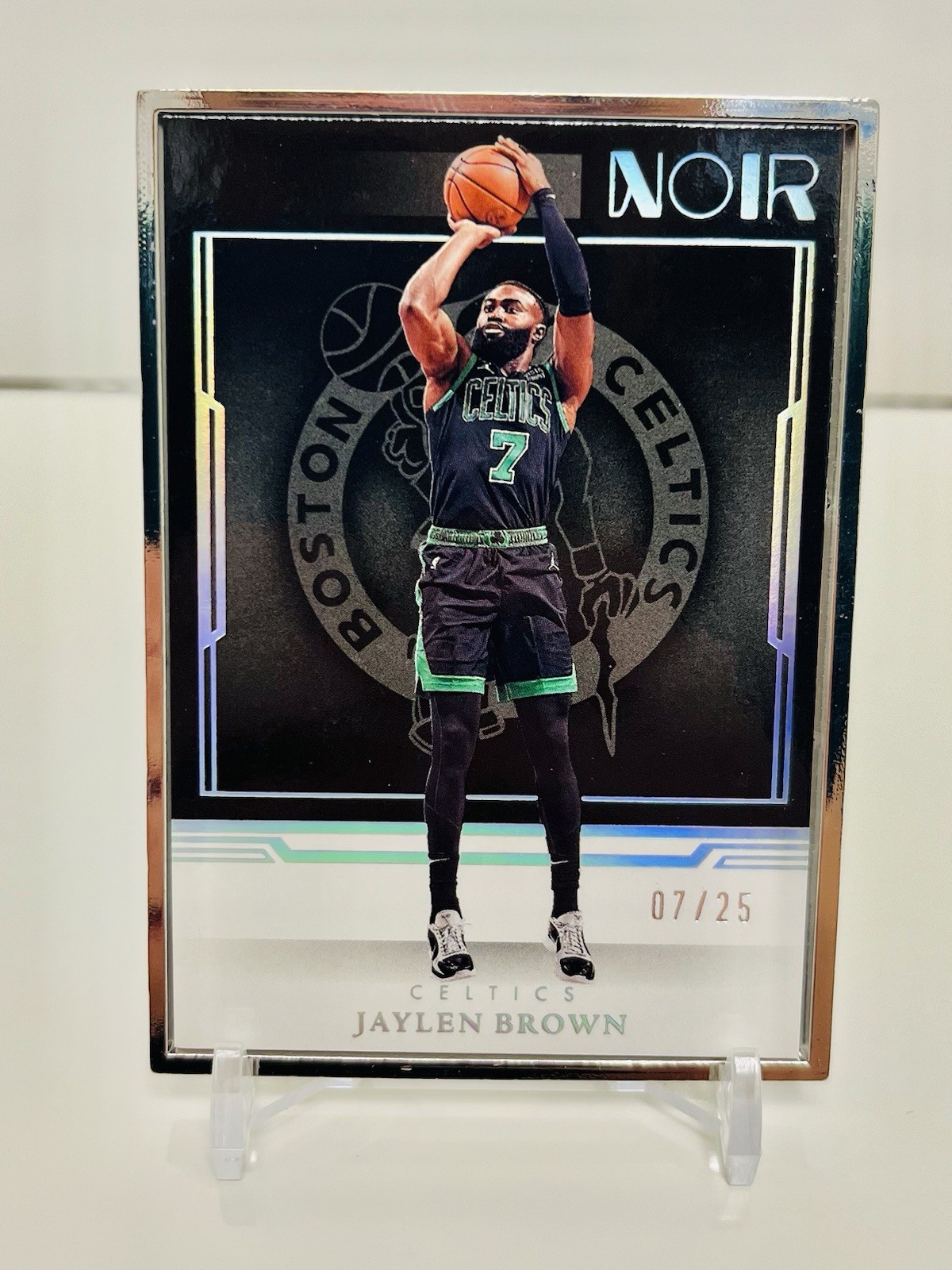2022 Panini Noir Jaylen Brown Framed Silver Holo #7/25 (#MATCH)Celtics Logo man