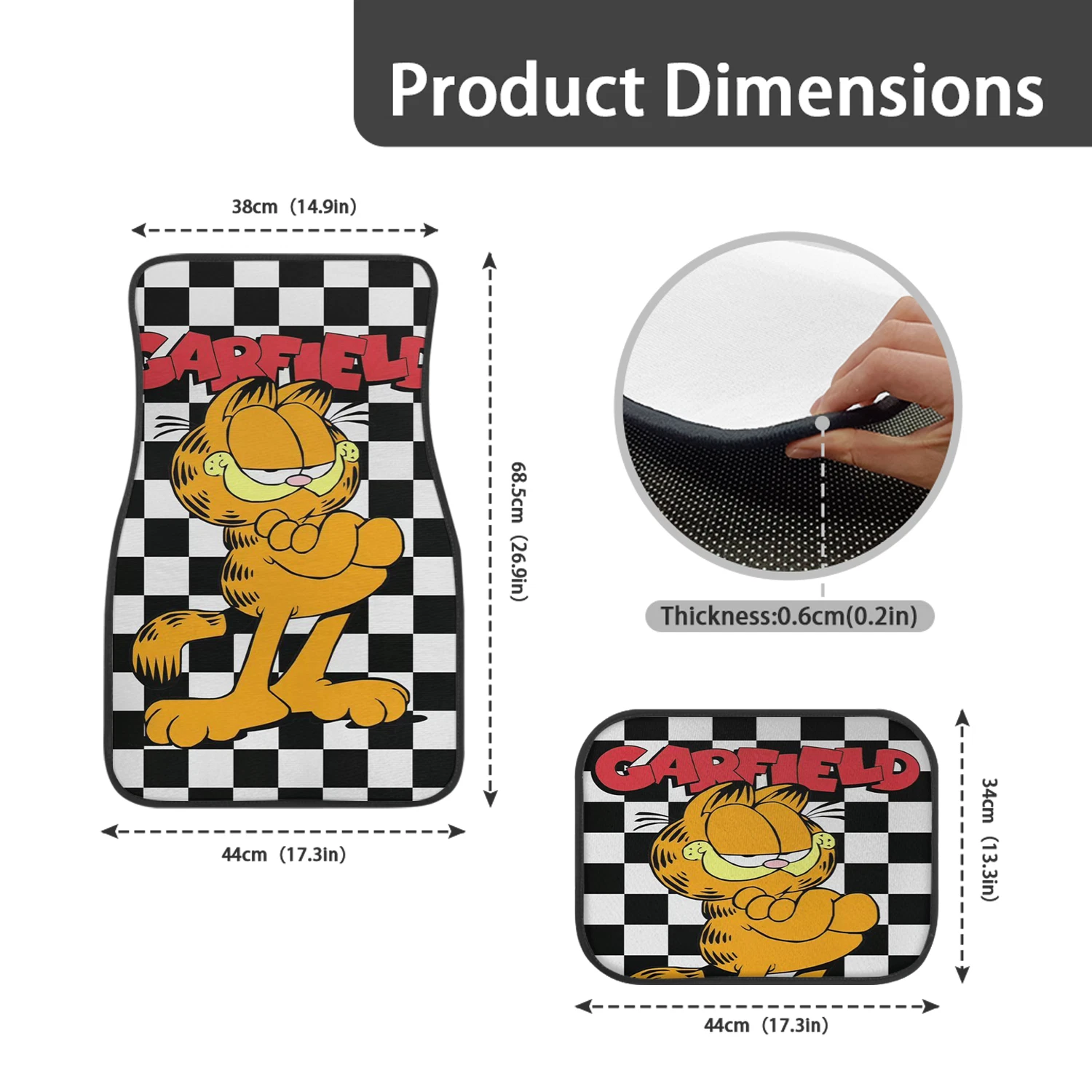 Garfield Car Floor Mats, Cartoon Auto Accessories, Funny Cat Gift