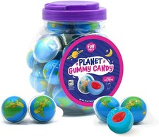 Earth Planet Gummy Balls - Jar - Stberry Jelly Filled Gummies -