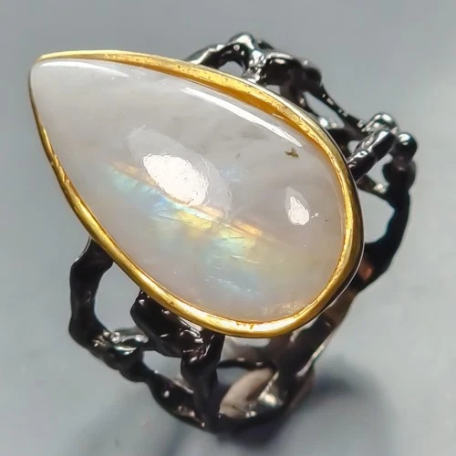 Jewellery 16 ct+ Natural Moonstone Ring 925 Sterling Silver Size 10 /R441901
