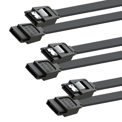 SATA Cable III for SSD HDD Data,3 PCS 6Gbps Straight Angle 15 Inch, black