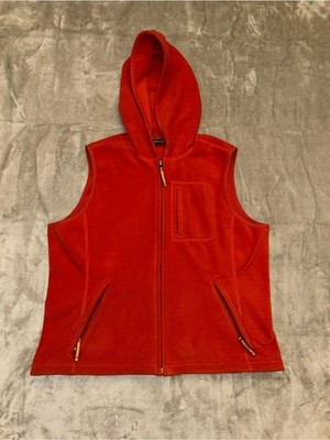 Eddie Bauer Hooded Fleece Vest in Burnt Orange L