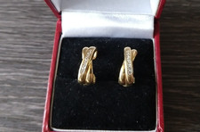 Ohrringe Gold 585/14K mit Diamanten Halb-Creolen + Zertifikat Wert 1500,-