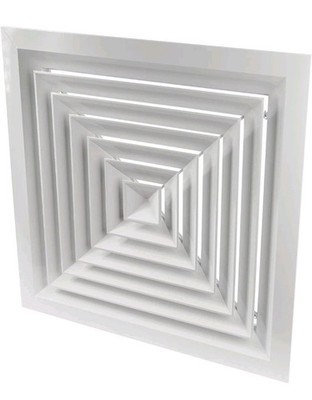 18x18 Aluminum Ceiling Diffuser, 4-Way HVAC Vent, Square Supply/Exhaust, 24x24 O