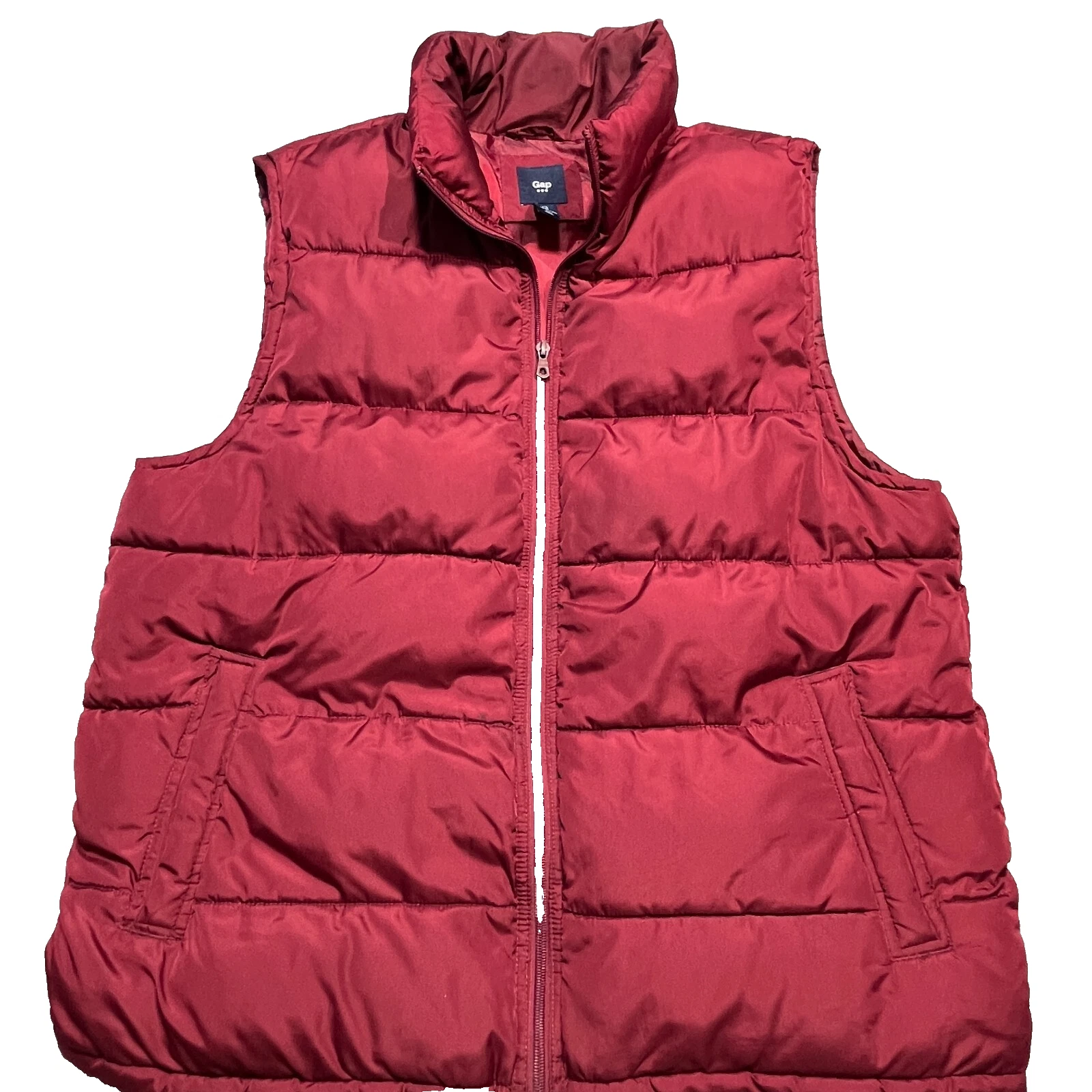 Vintage Gap Puffer Vest Mens Large Red Full Zip Outdoors Hip Hop Ski Snow 90s