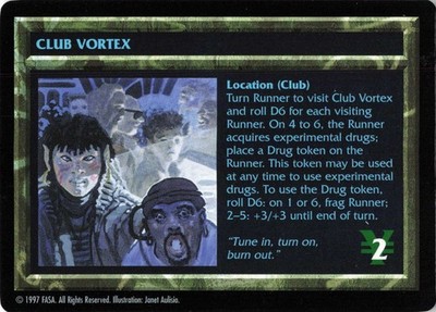 Shadowrun CLUB VORTEX Card #2 Location EN FASA 1997 CCG TCG