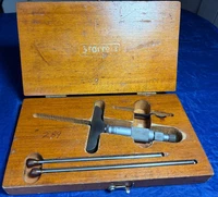 Vintage Starrett No. 440 0-3" Depth Micrometer Machinist Gage W/ Wood Box USA