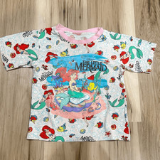 Disney Vintage 90 s Little Mermaid All Over Print Short Sleeve Shirt Girls Large