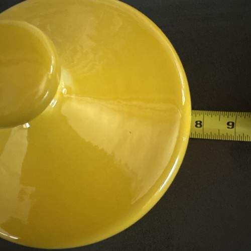 Vintage MCM Mushroom Top Ceramic Canister Flour Holiday Design USA Yellow Large - Picture 8 of 15