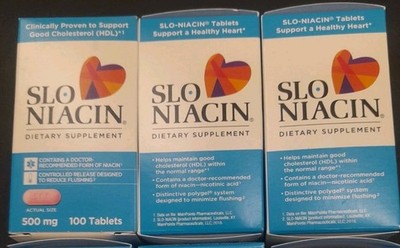 [Set Of 3] Slo-Niacin Antioxidant Support Dietary Supplement Tablets 500 mg 100