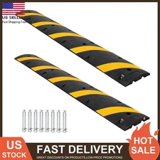 2 Pack 6FT Rubber Speed Bump 2 Channel 66000 LBS Load Heavy Duty Road Speed Hump