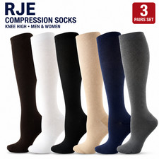 3 Pairs Knee High Compression Socks Graduated Support Men Women Relief Calf
