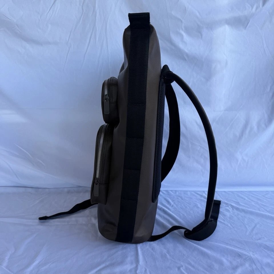 Mochila Adidas Stan Smith Masculina Grande Couro Sintético Marrom Bolsa de Bolsos Trefoil - Imagem 2 de 4